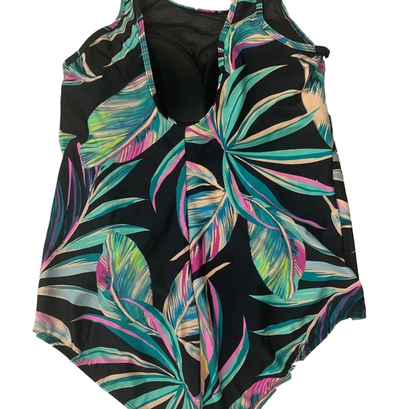 NWT Torrid Pretty Summer Leaves Black Mesh High Neck Swimsuit Size 2 2X 18 20 - Picture 5 of 9